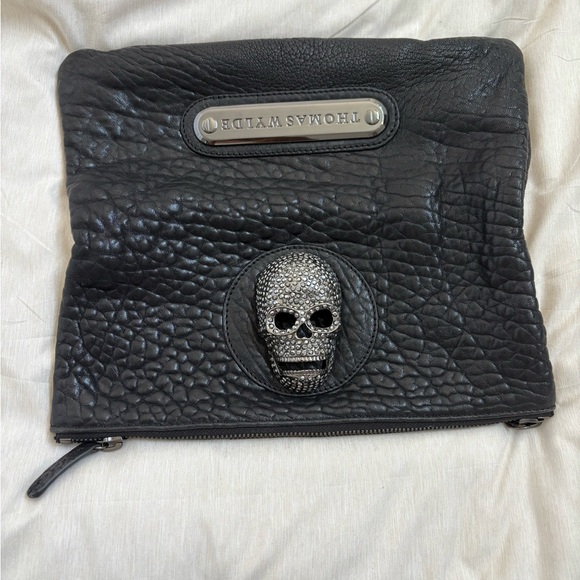 Thomas Wylde | Bags | Thomas Wylde Black Leather Clutch With Skull